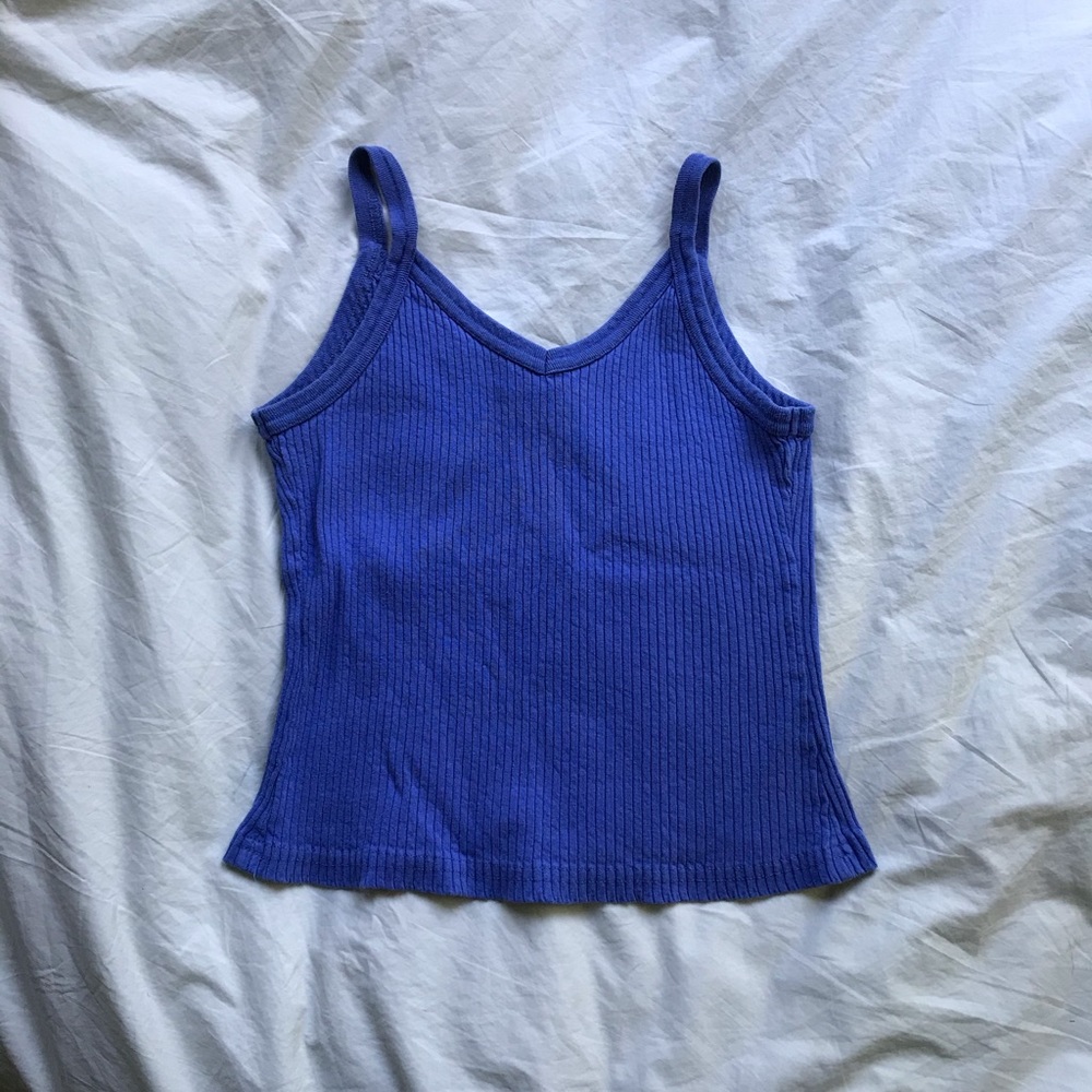 ⚡️3/$20⚡️ Blue Ribbed 100% Cotton Tank Top V Neck